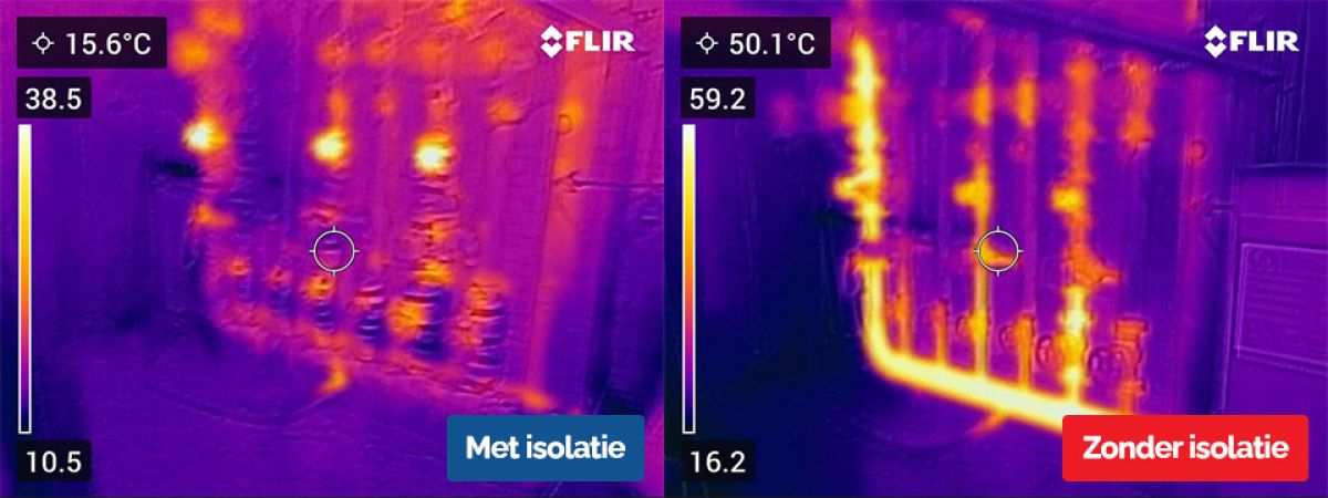 Warmtebeeld voor en na thermische isolatie